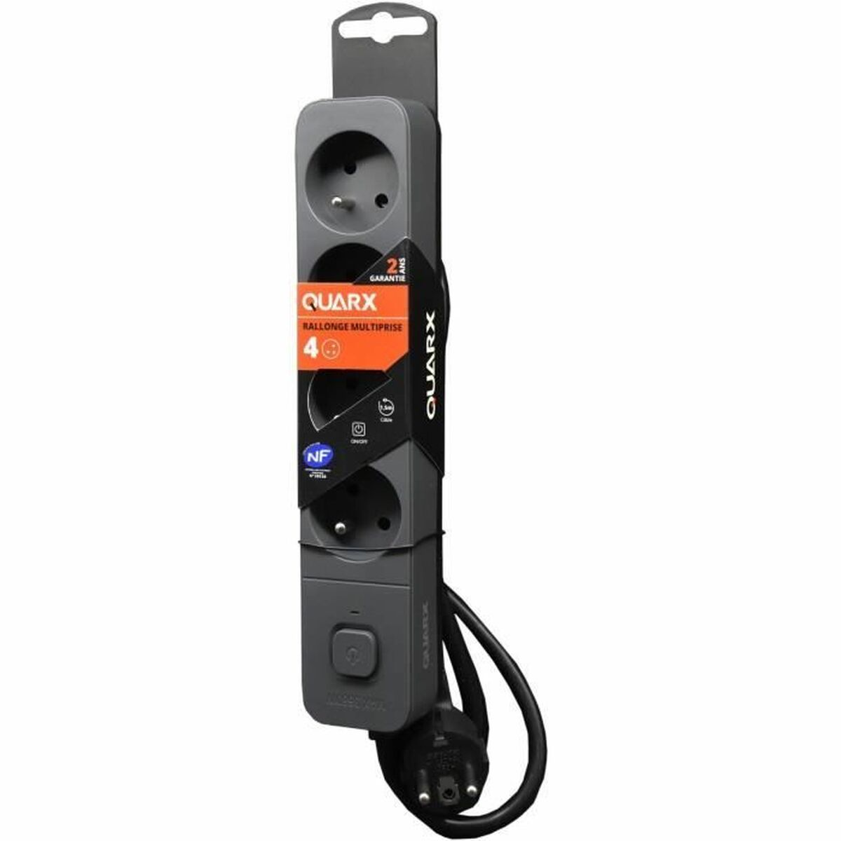 Ellist 4 Tomas-uttag med brytare QUARX (1,5 m) - 2