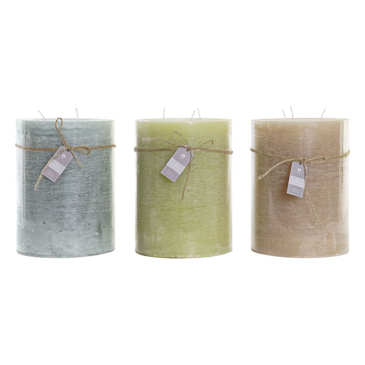 Ljus DKD Home Decor Blå Brun Grön 14,5 x 14,5 x 20 cm Vanilj Vax (3 antal) - 7