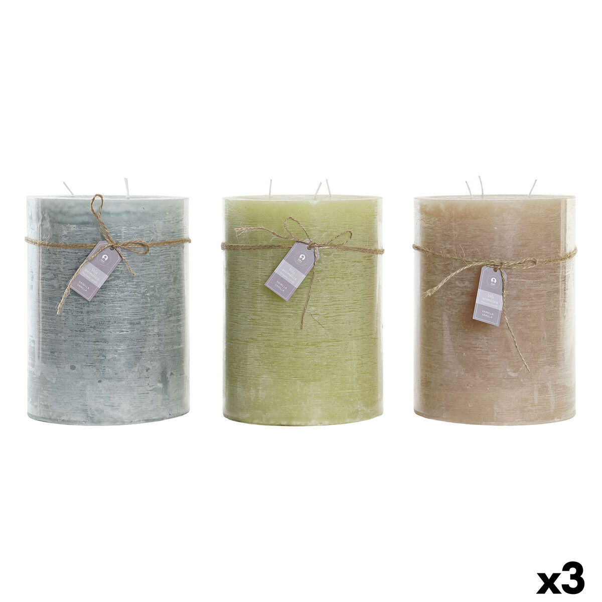 Ljus DKD Home Decor Blå Brun Grön 14,5 x 14,5 x 20 cm Vanilj Vax (3 antal) - 10