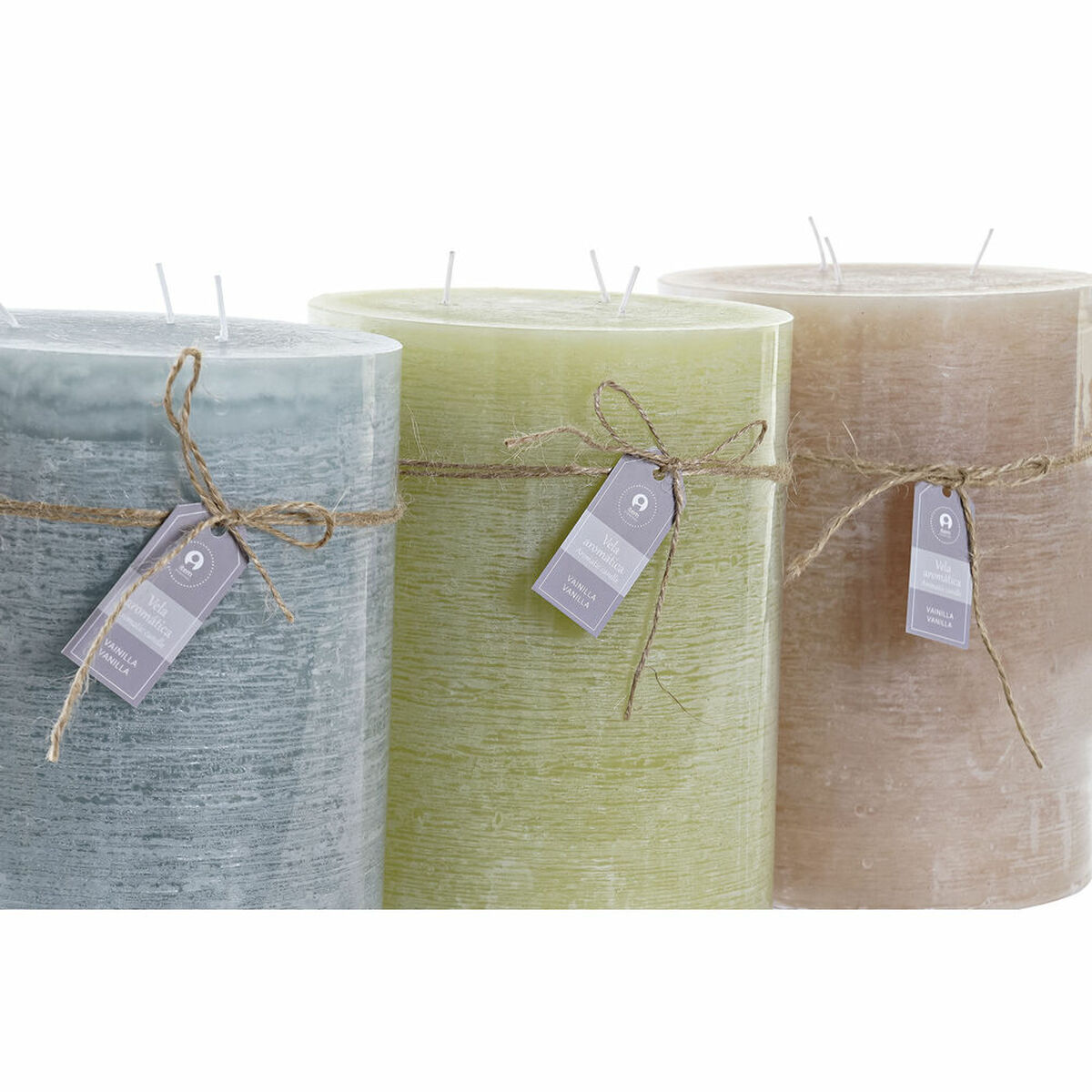 Ljus DKD Home Decor Blå Brun Grön 14,5 x 14,5 x 20 cm Vanilj Vax (3 antal) - 6