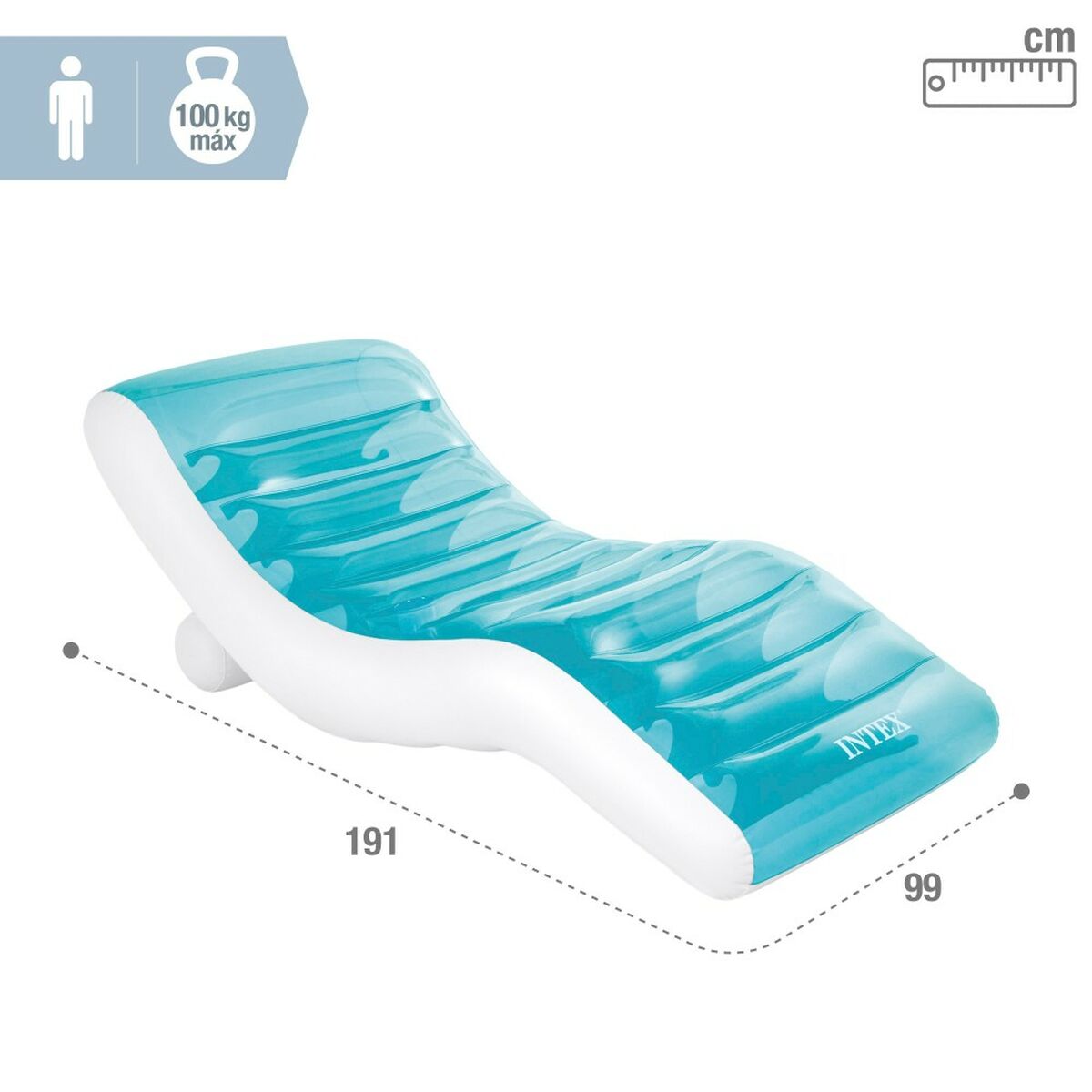Uppblåsbar solstol Intex Blå 191 x 67 x 89 cm (4 antal) - 14