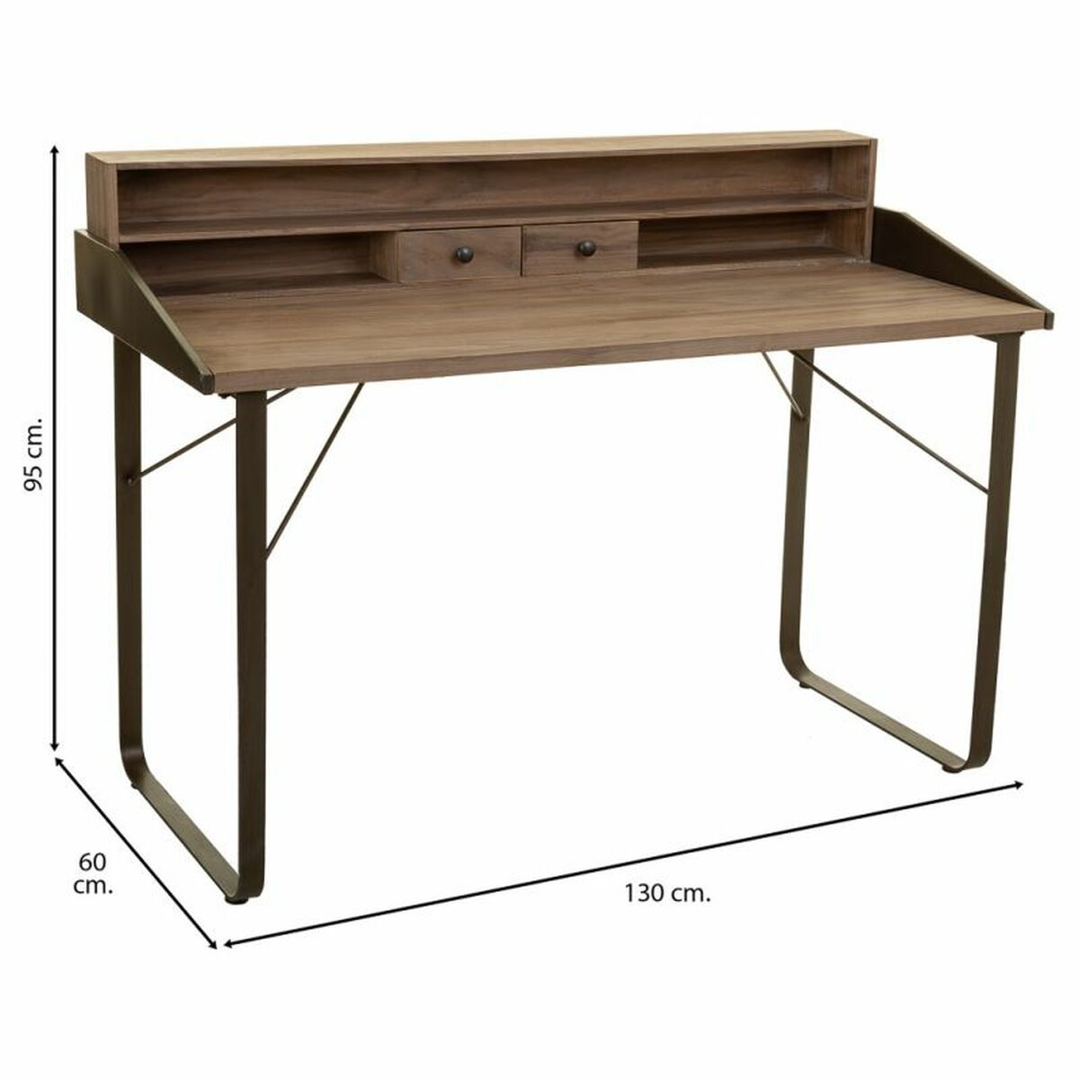 Skrivbord Alexandra House Living Brun Trä Järn Platta Granträ 60 x 95 x 130 cm - 3