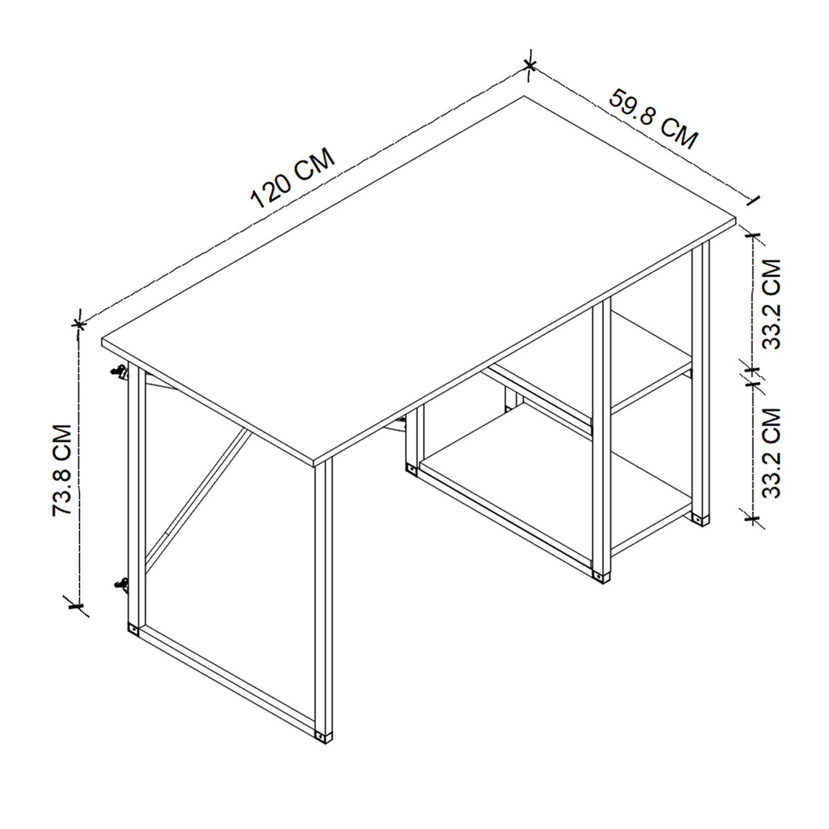 Skrivbord Alexandra House Living Svart Tölgy Metall Trä MDP 120 x 75 x 60 cm industriell - 3