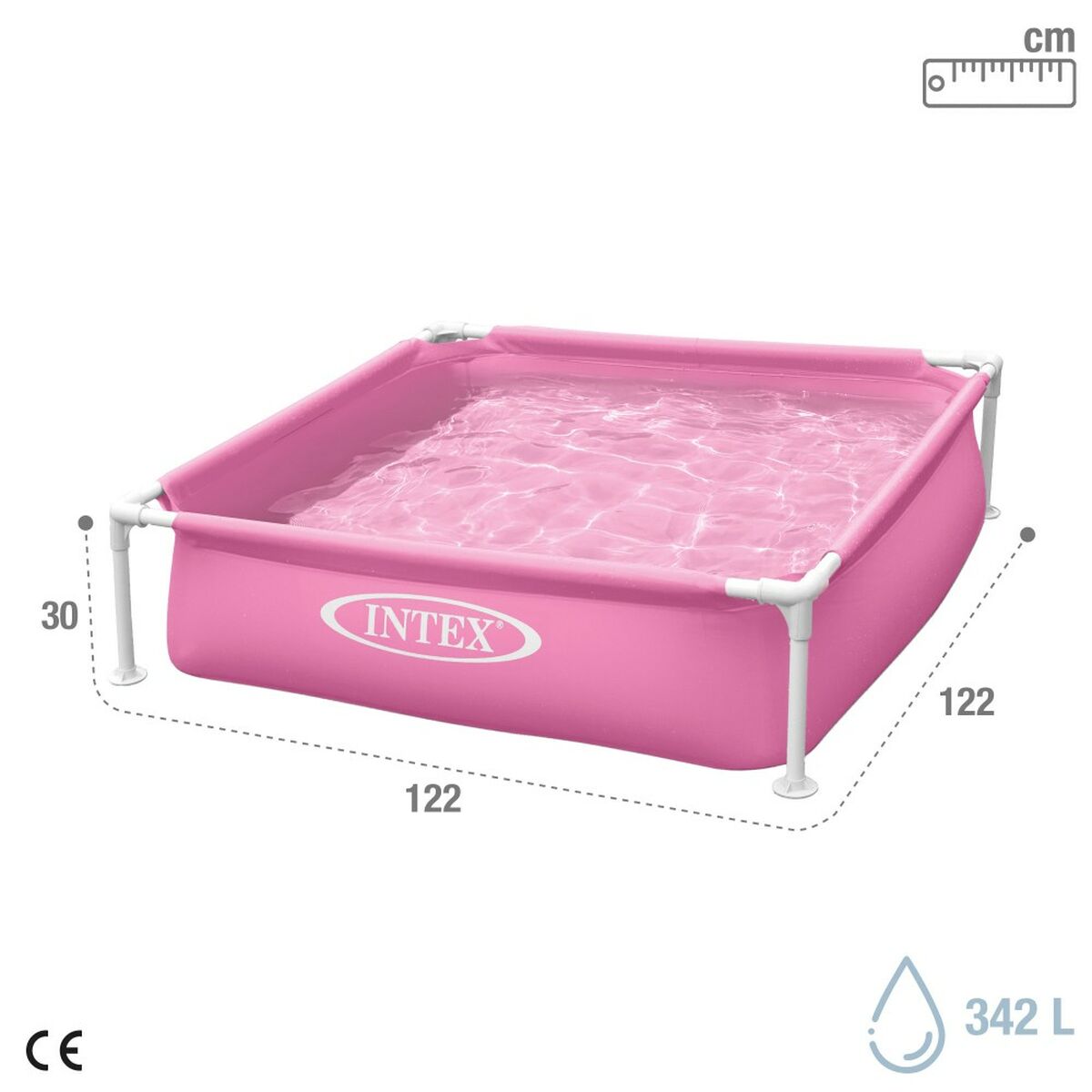 flyttbar pool Intex 342 L 122 x 30 x 122 cm Rosa (3 antal) - 11