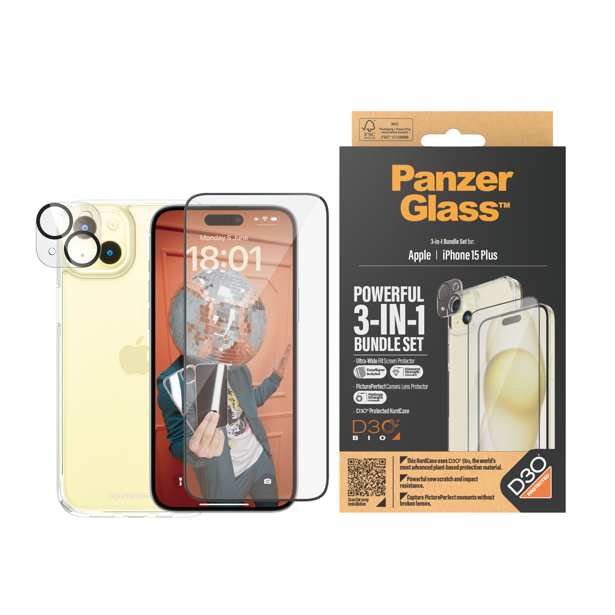 Skärmskydd för Mobiltelefon Panzer Glass B1174+2811 Apple iPhone 15 Plus