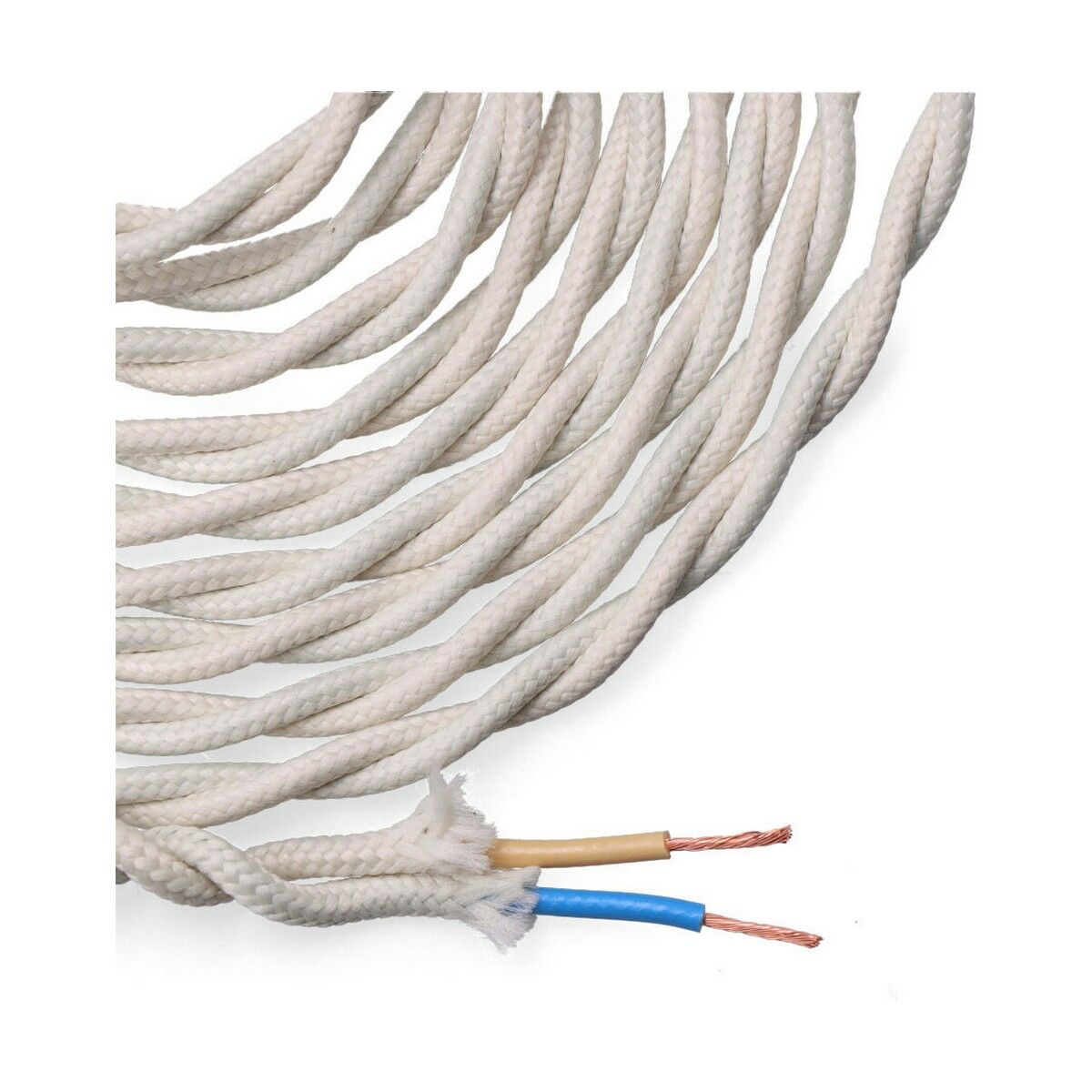 Kabel EDM 11879 Vit 2 x 0,75 mm 5 m Bomull - 4