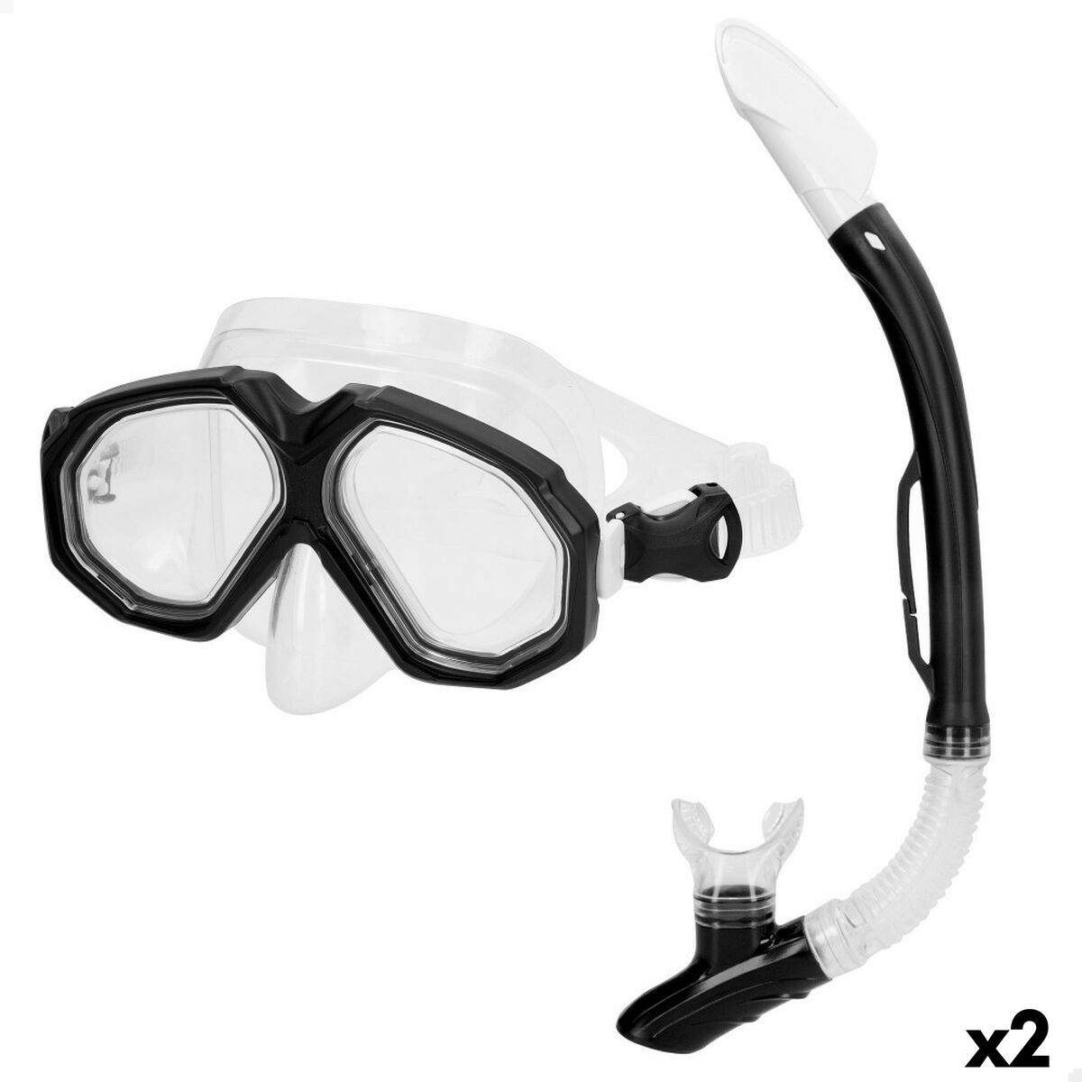 Snorkel och cyklop AquaSport Svart Vuxna (2 antal)