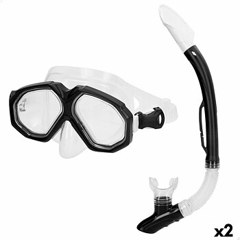 Snorkel och cyklop AquaSport Svart Vuxna (2 antal)