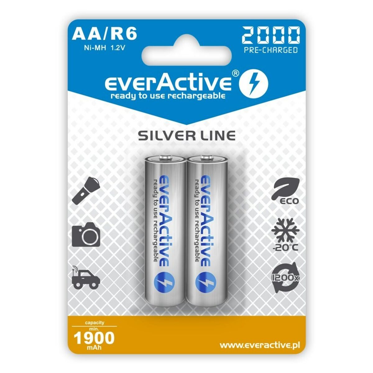 Laddningsbara Batterier EverActive EVHRL6-2000 2000 mAh 1,2 V