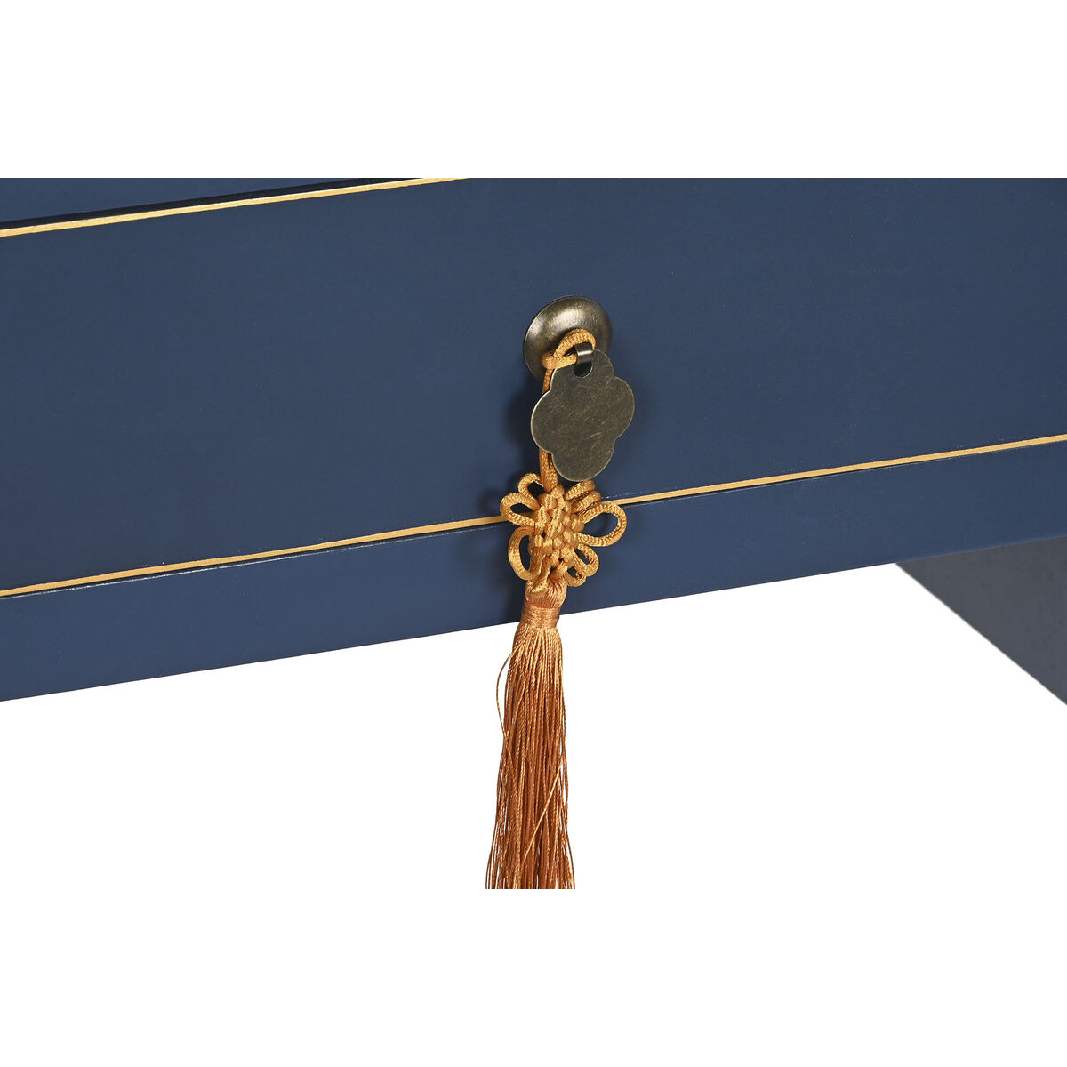 Skrivbord DKD Home Decor Blå Gyllene Metall Furu Trä MDF 110 x 35 x 78 cm - 5