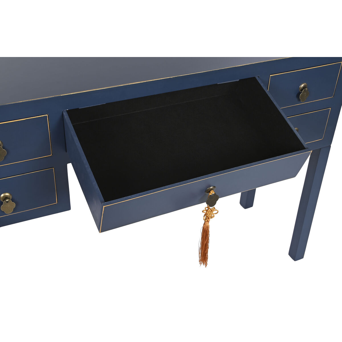Skrivbord DKD Home Decor Blå Gyllene Metall Furu Trä MDF 110 x 35 x 78 cm - 4