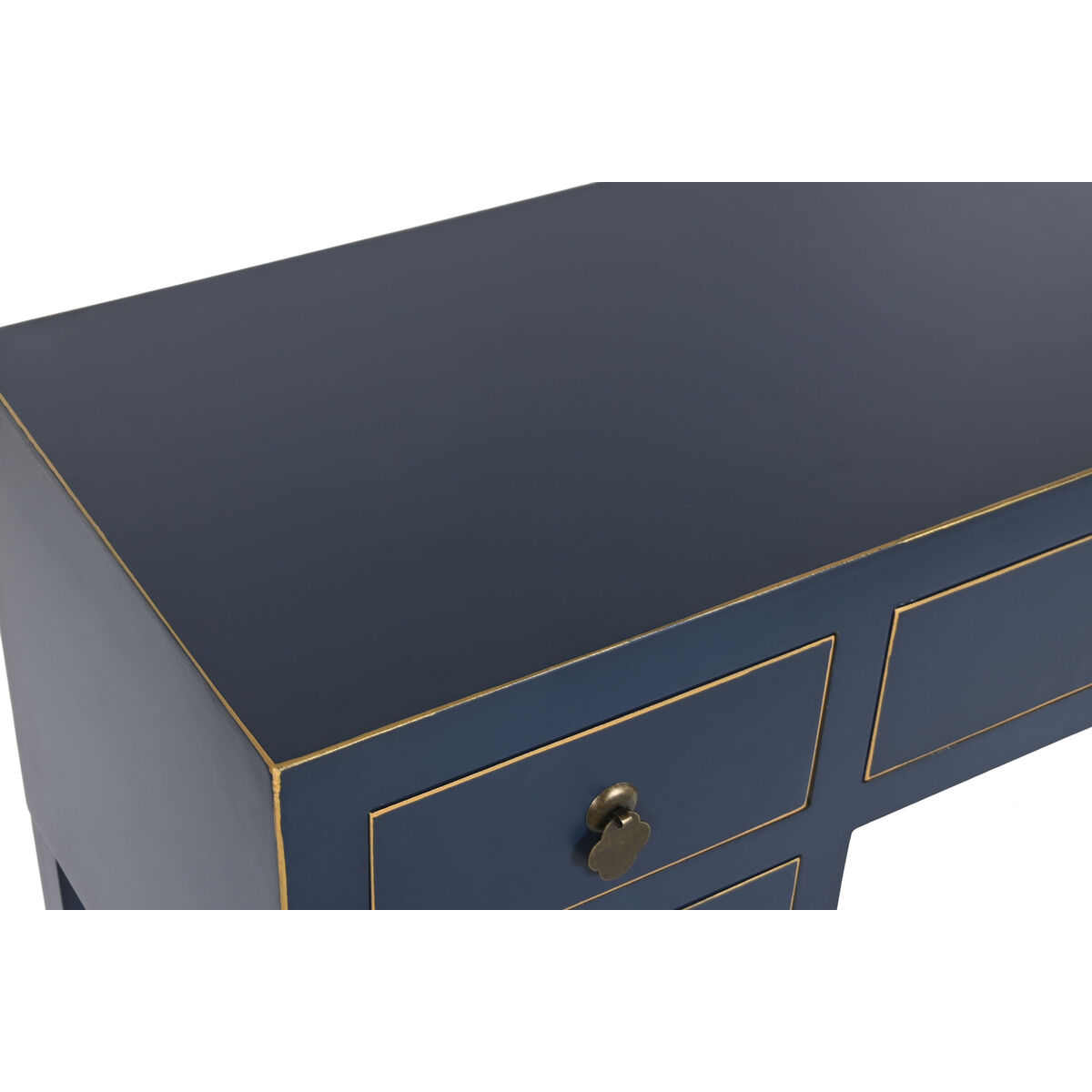 Skrivbord DKD Home Decor Blå Gyllene Metall Furu Trä MDF 110 x 35 x 78 cm - 2