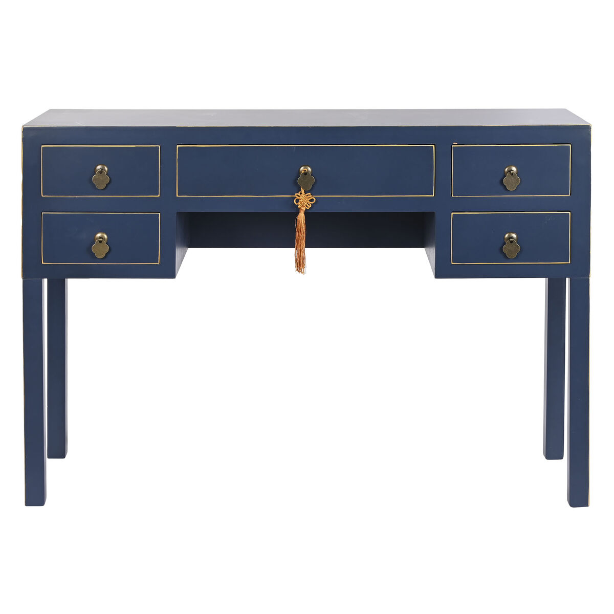 Skrivbord DKD Home Decor Blå Gyllene Metall Furu Trä MDF 110 x 35 x 78 cm - 6