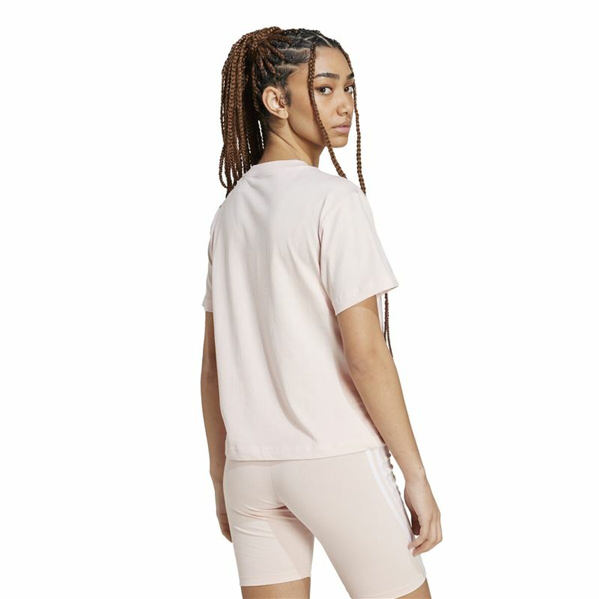 T-shirt med kortärm Dam Adidas Essentials Small Logo Beige Rosa - 3