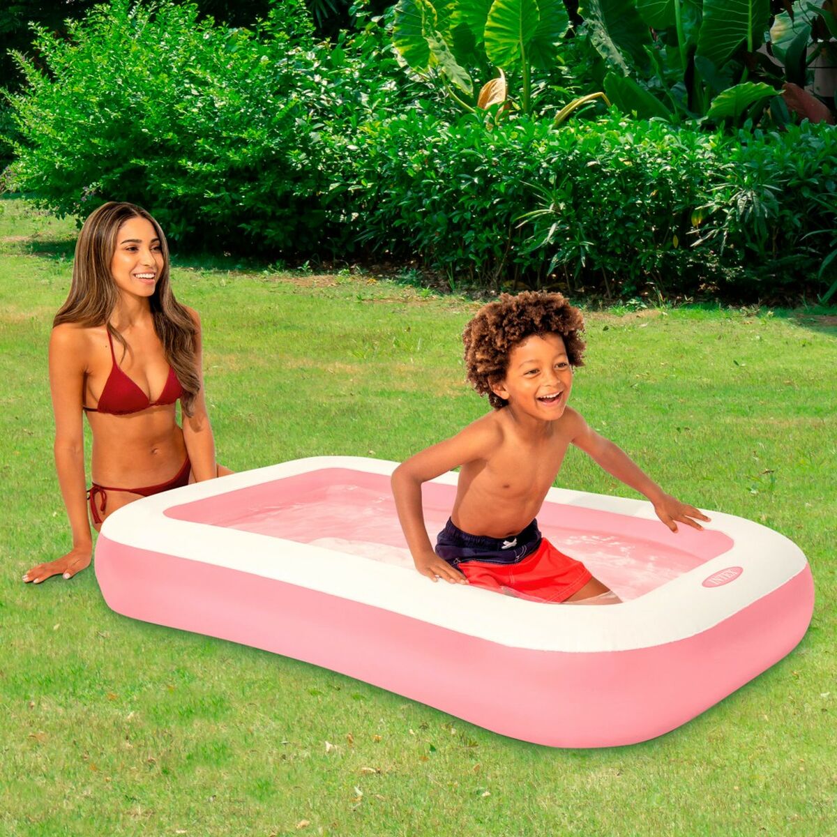 Uppblåsbar plaskpool för barn Intex Ö 90 L 167 x 26 x 101 cm Vit Rosa (6 antal) - 9