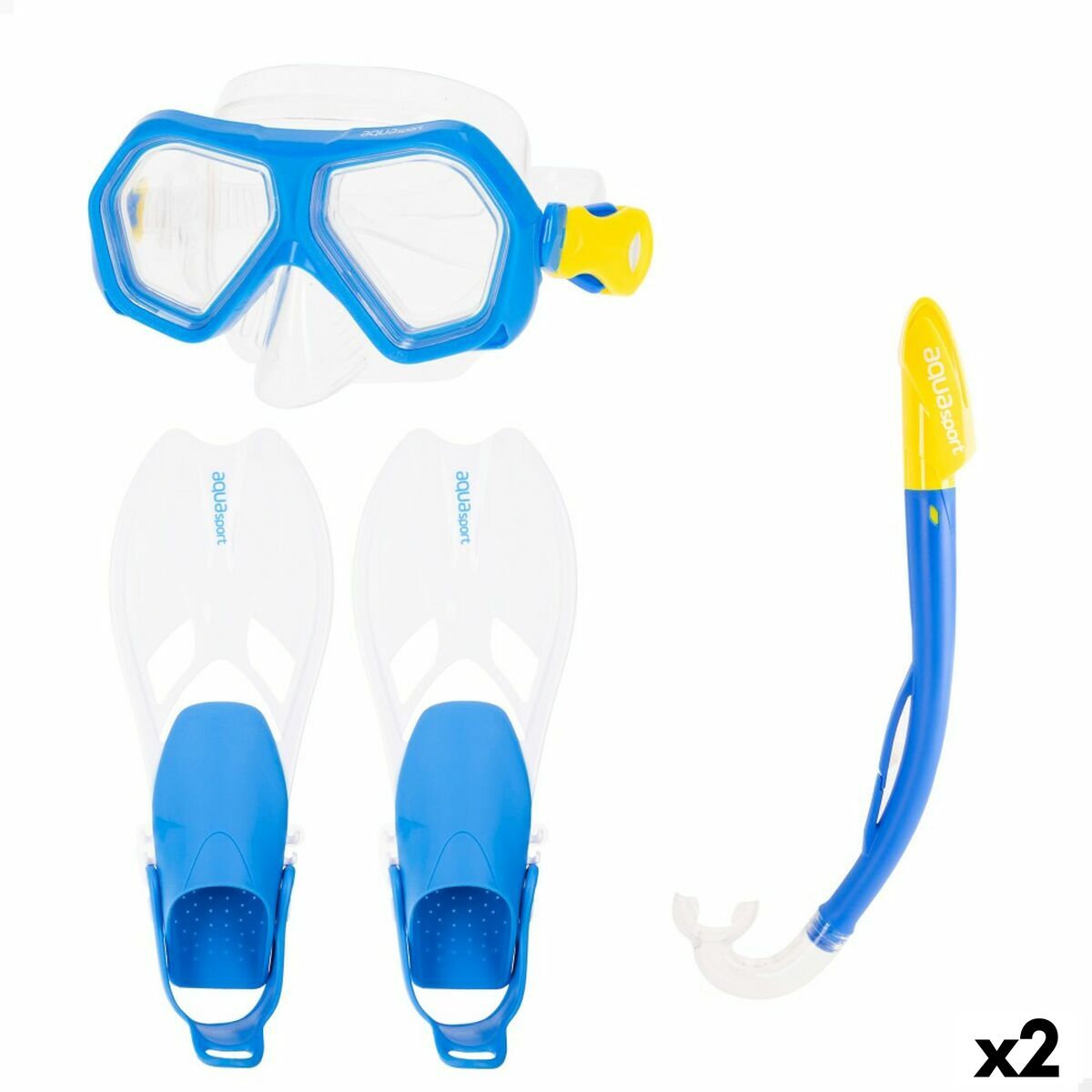 Dykmask med snorkel och simfötter AquaSport Blå Junior (2 antal) - 8