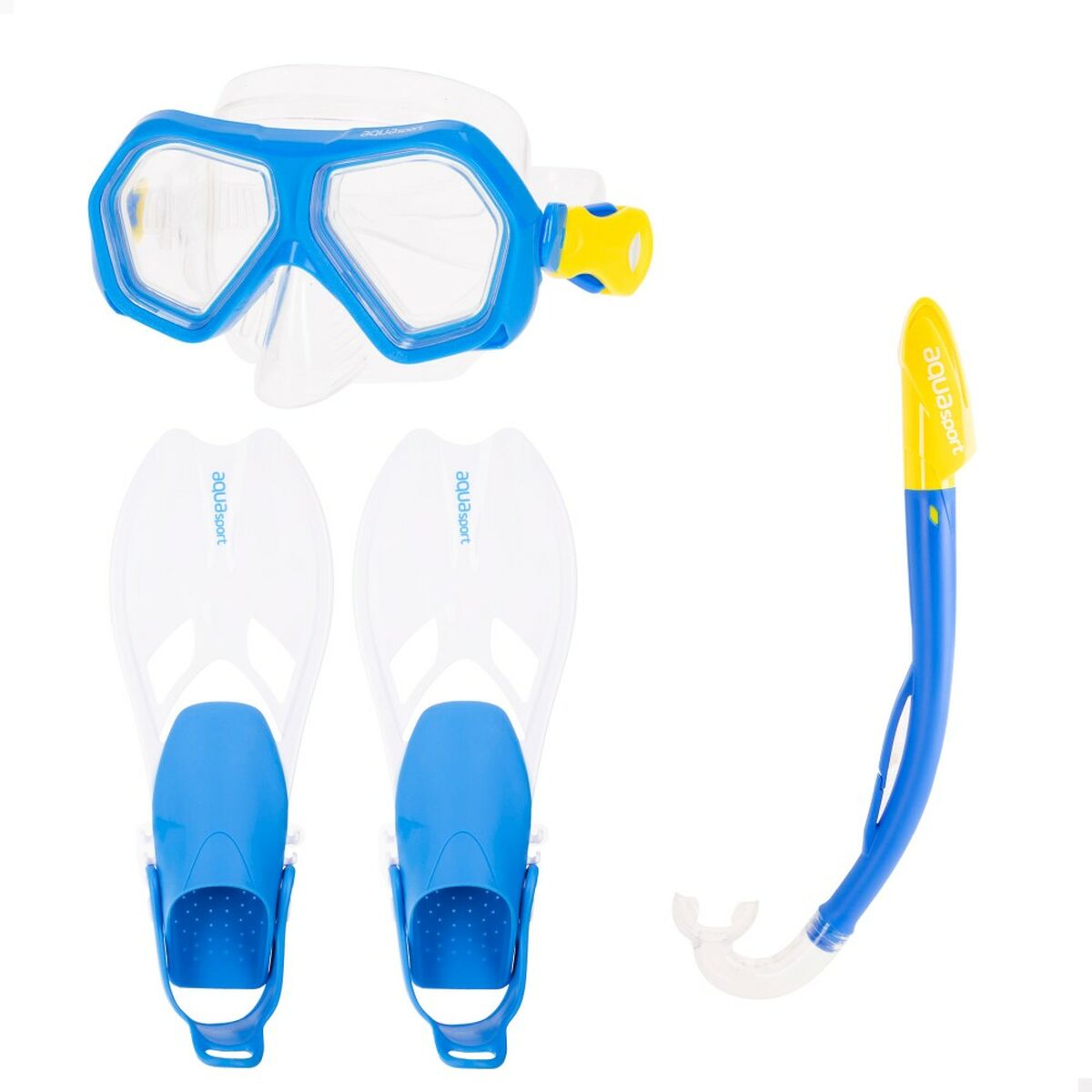 Dykmask med snorkel och simfötter AquaSport Blå Junior (2 antal) - 9
