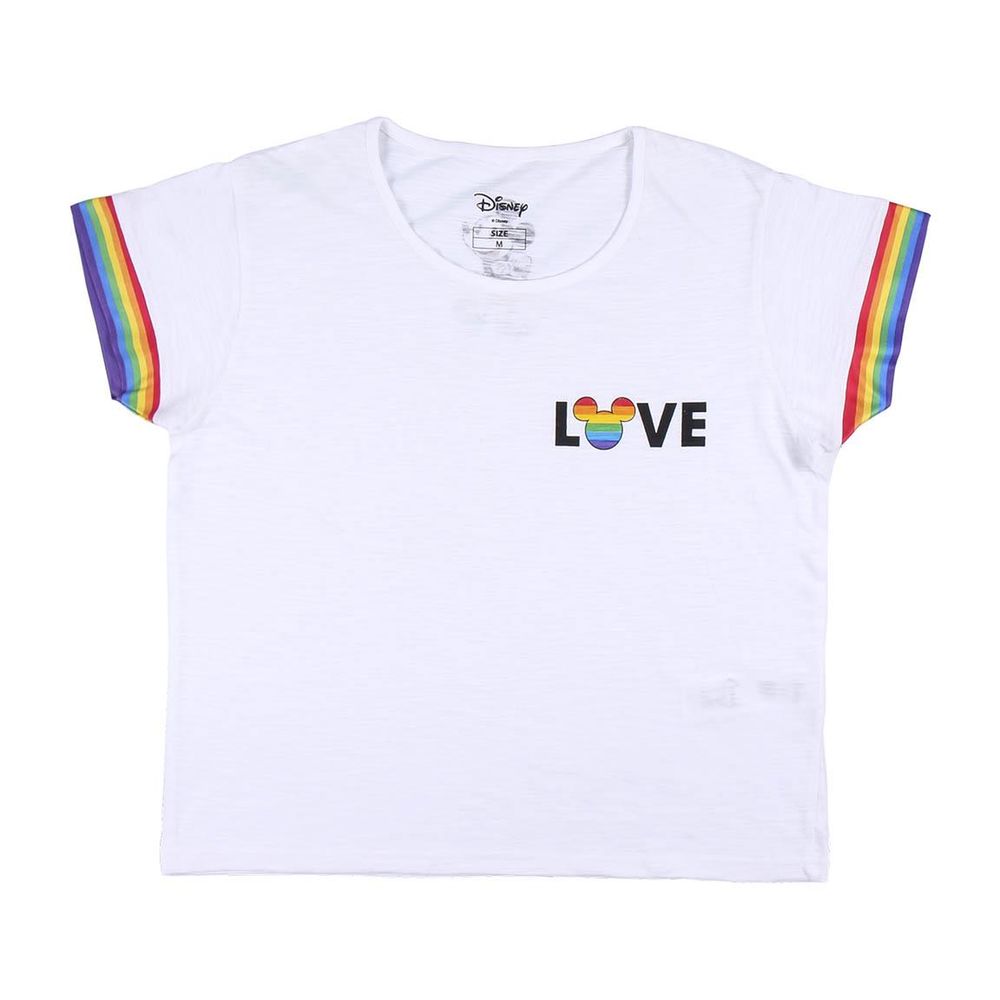 T-shirt med kortärm Dam Disney Love Pride Vit - 2