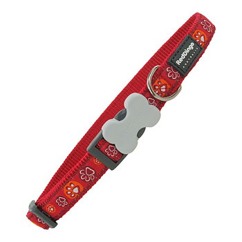 Hundhalsband Red Dingo Style Röd Djurens fotspår (31-47 cm) (2 x 31-47 cm)