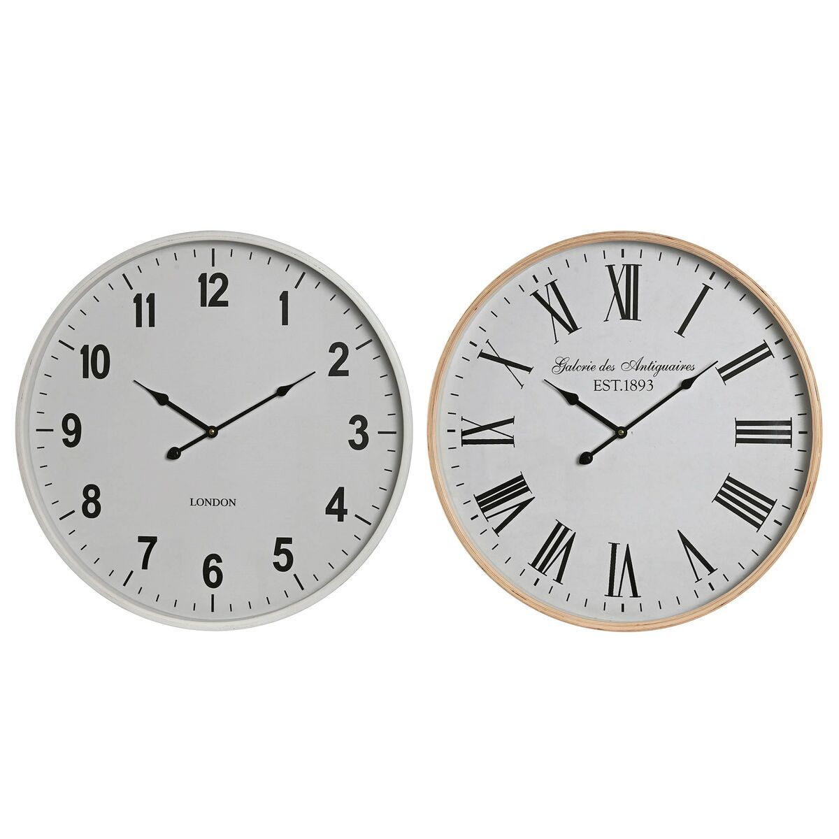 Väggklocka Home ESPRIT Vit Glas Trä MDF 53 x 6 x 53 cm (2 antal)