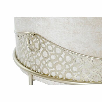 Fotpall DKD Home Decor Beige Gyllene Metall Polyester (63 x 63 x 42 cm)