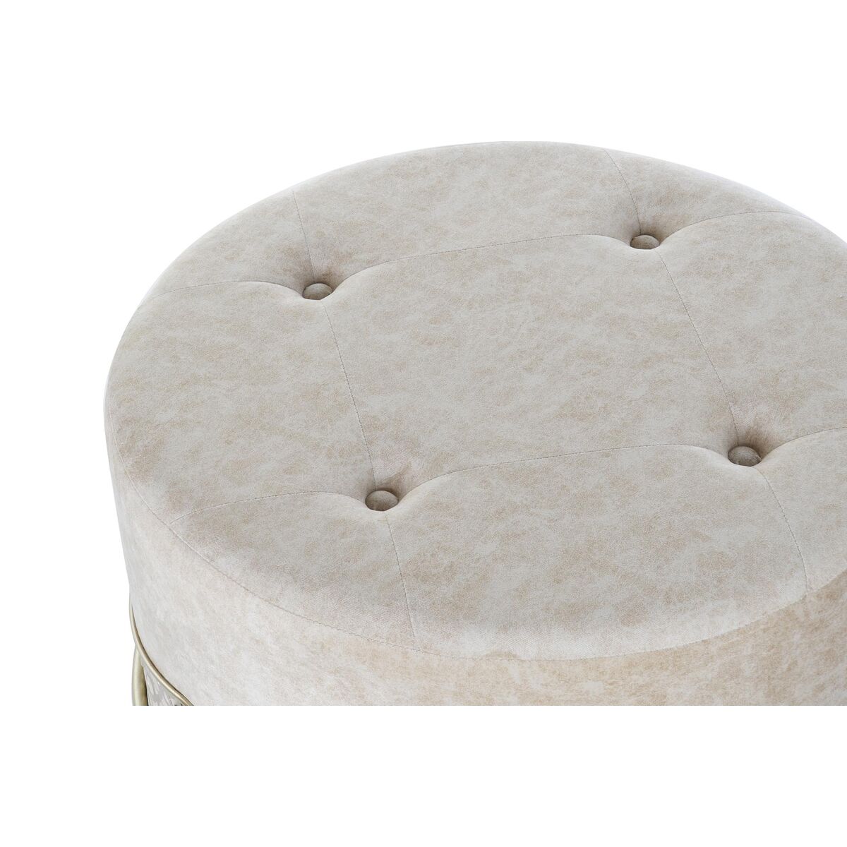 Fotpall DKD Home Decor Beige Gyllene Metall Polyester (63 x 63 x 42 cm) - 3