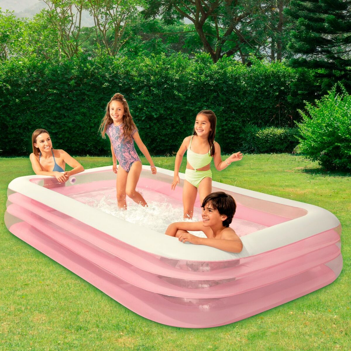 Uppblåsbar plaskpool för barn Intex 1050 L 305 x 56 x 183 cm Rosa (2 antal) - 6