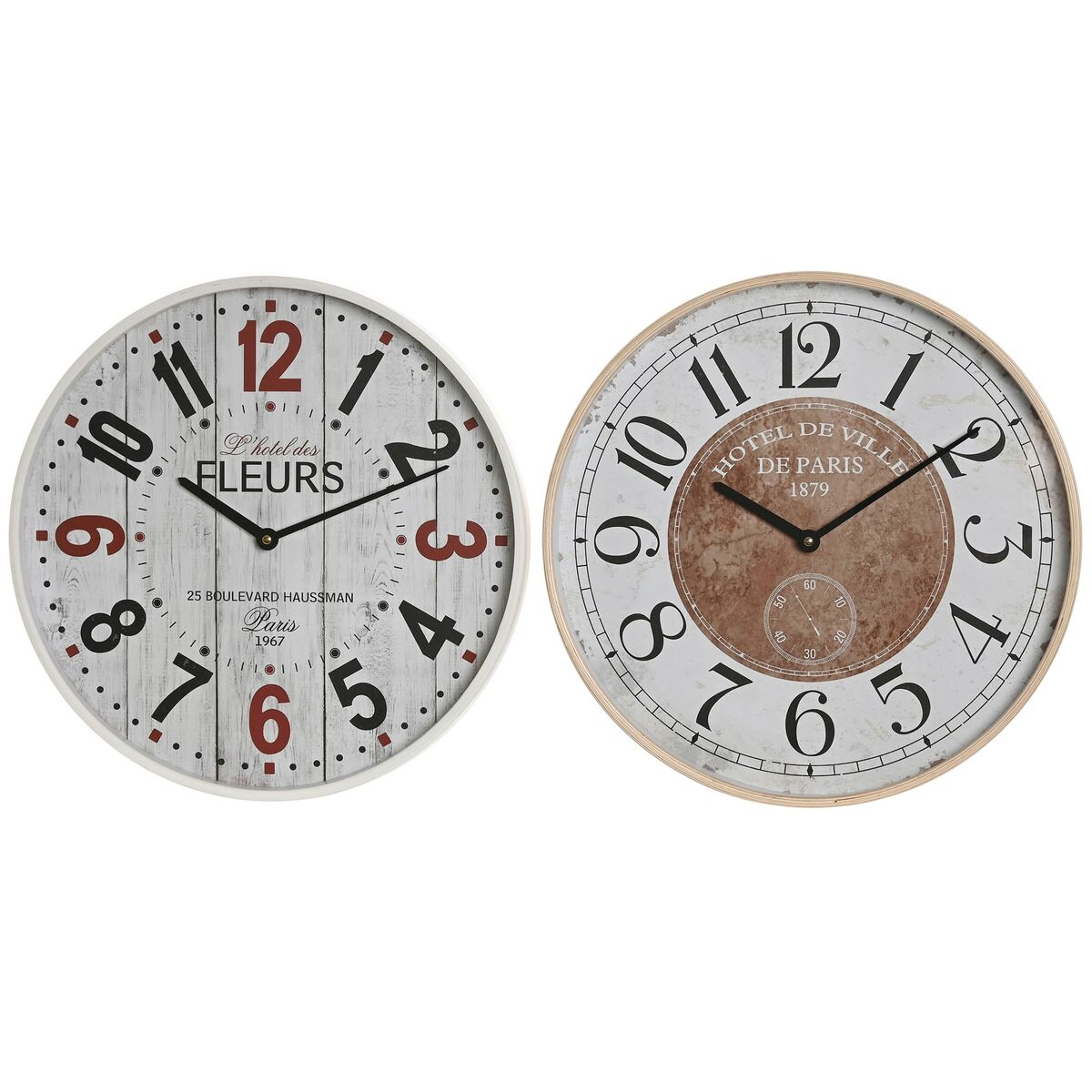 Väggklocka Home ESPRIT Vit Glas Trä MDF 40 x 4,5 x 40 cm (2 antal)