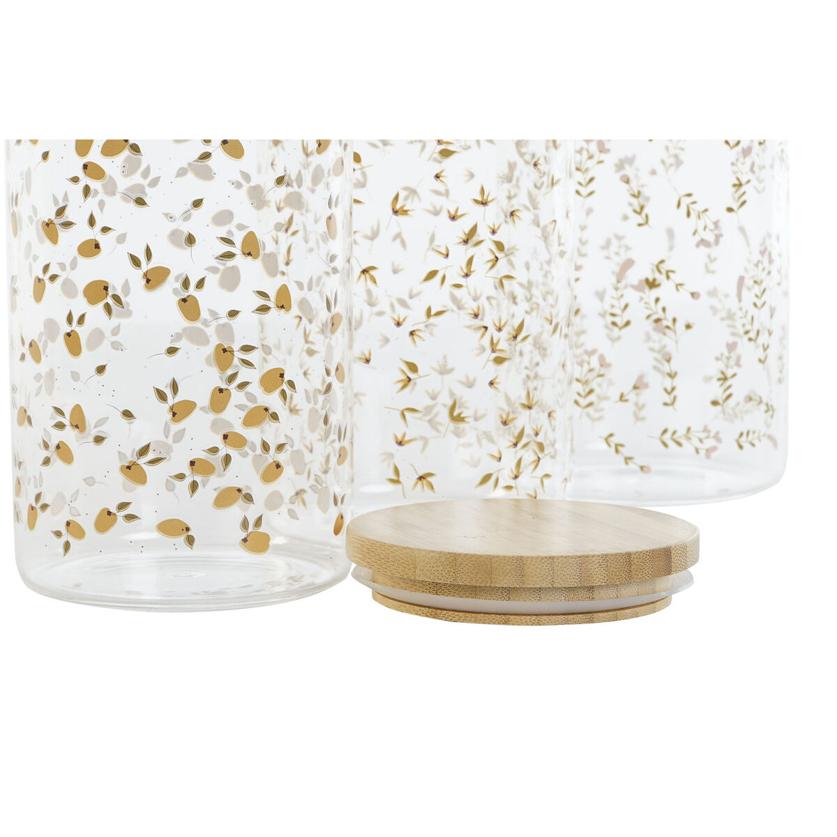 Burk DKD Home Decor Grön Rosa Senap Naturell Silikon Bambu Borosilikatglas Shabby Chic 1,4 L (4 antal) - 3