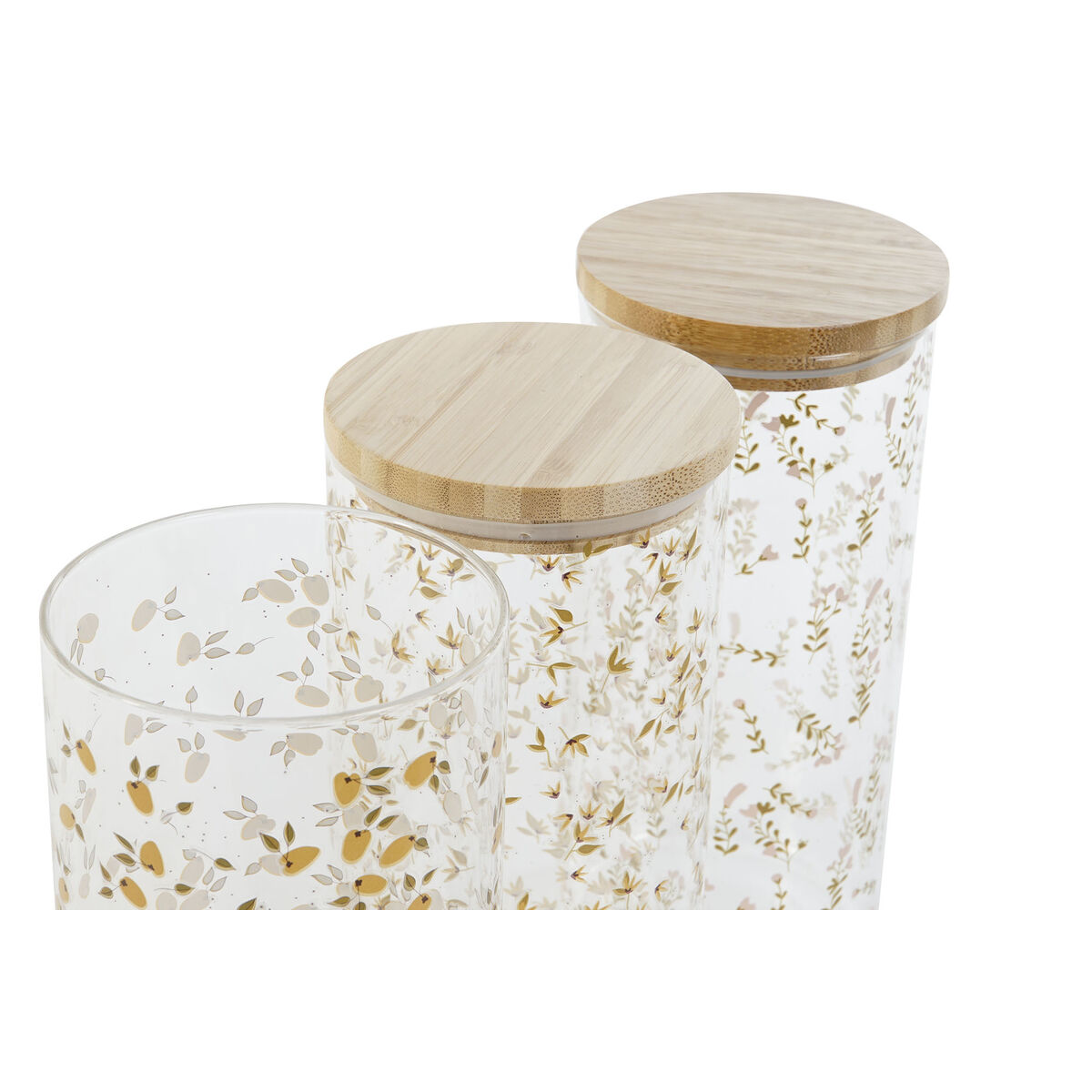 Burk DKD Home Decor Grön Rosa Senap Naturell Silikon Bambu Borosilikatglas Shabby Chic 1,4 L (4 antal) - 2