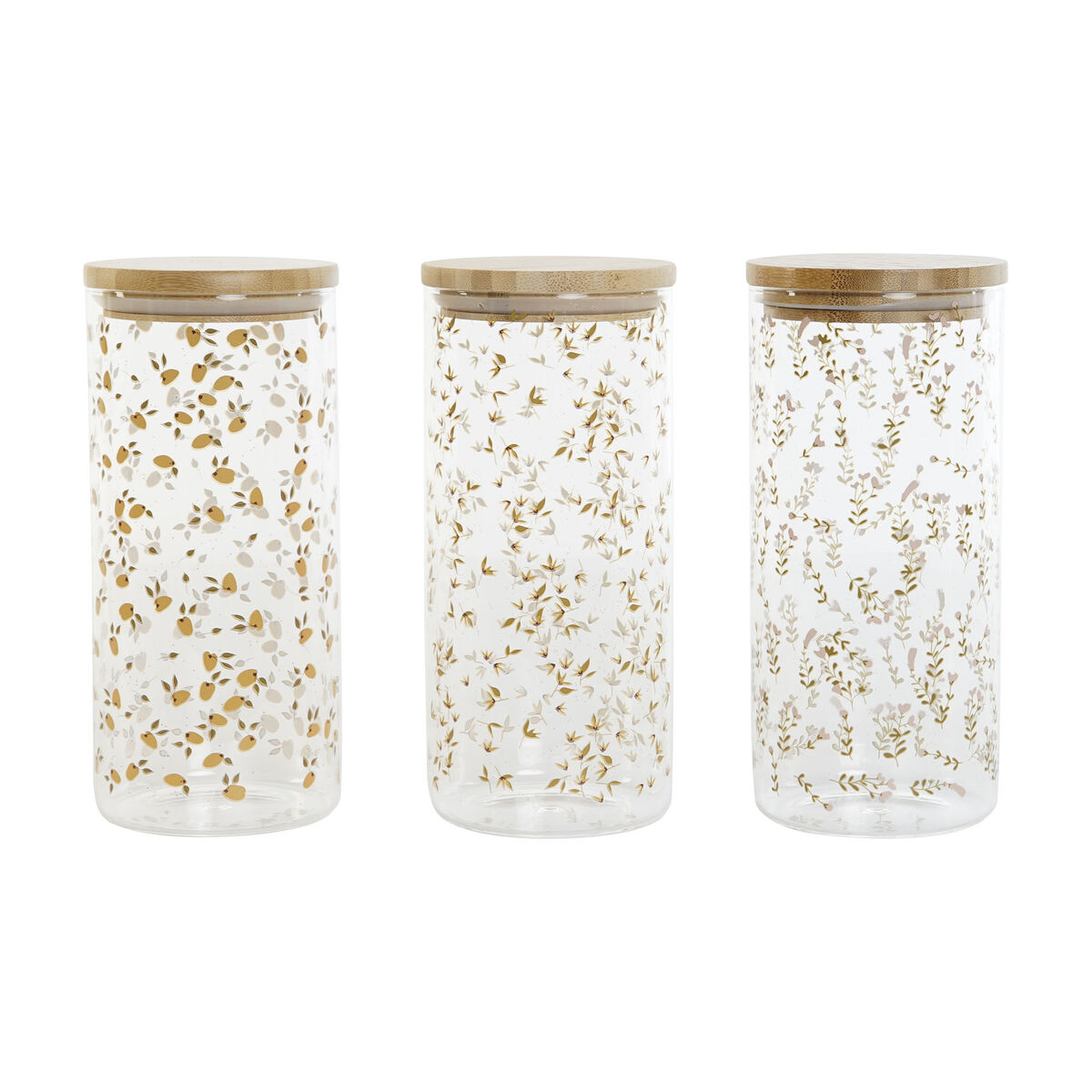 Burk DKD Home Decor Grön Rosa Senap Naturell Silikon Bambu Borosilikatglas Shabby Chic 1,4 L (4 antal)