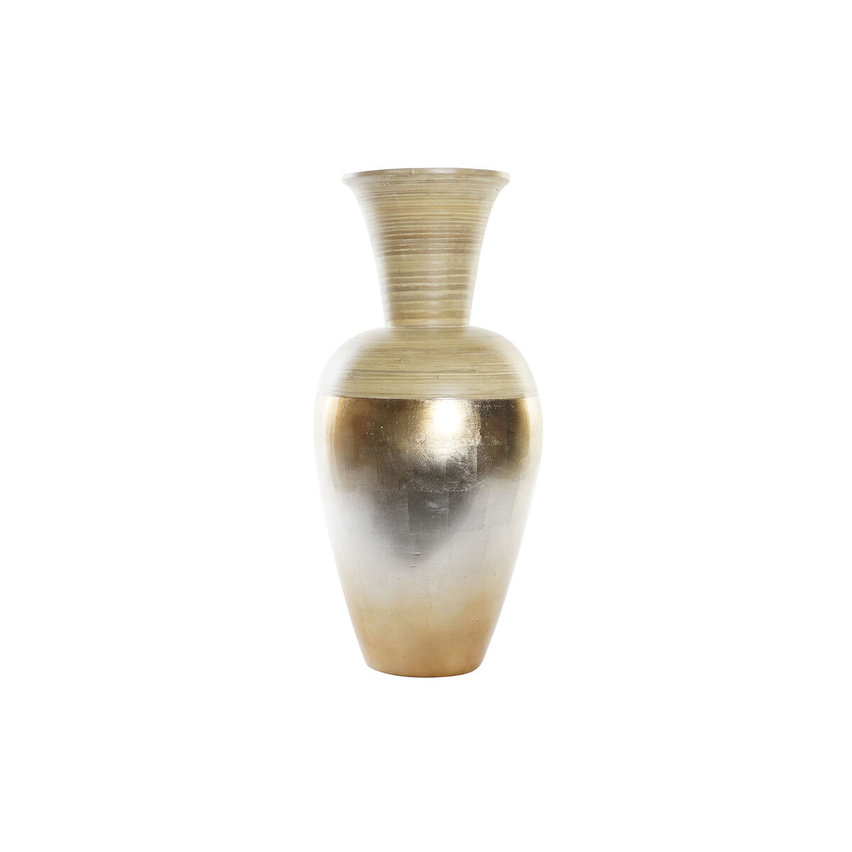 Vas DKD Home Decor Naturell Silvrig Gyllene Pärlemor Bambu Tropiskt Löv av en växt (25 x 25 x 53 cm) - 7