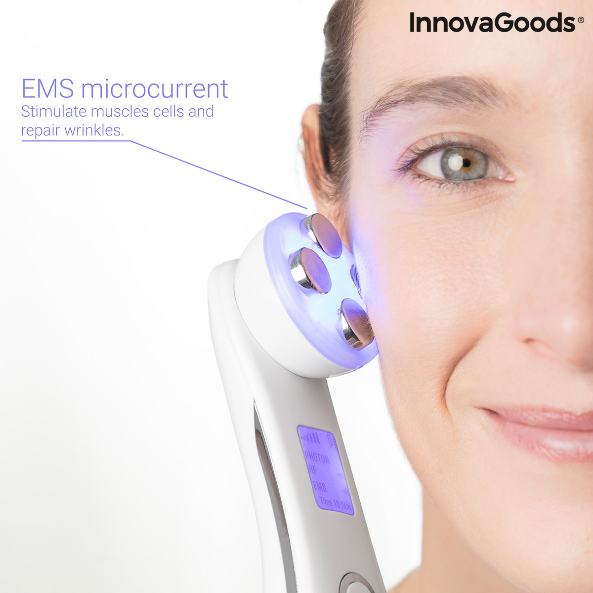 Ansiktsmassager med radiofrekvens, fototerapi och elektrostimulering Wace InnovaGoods V0103440 (Renoverade A) - 3
