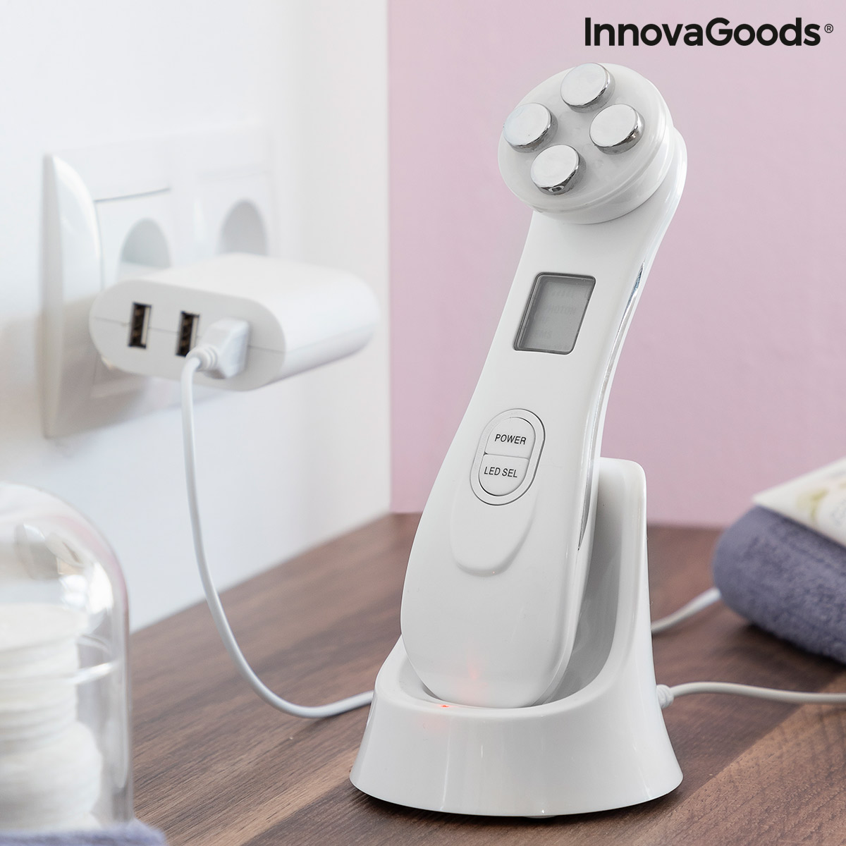 Ansiktsmassager med radiofrekvens, fototerapi och elektrostimulering Wace InnovaGoods V0103440 (Renoverade A) - 6