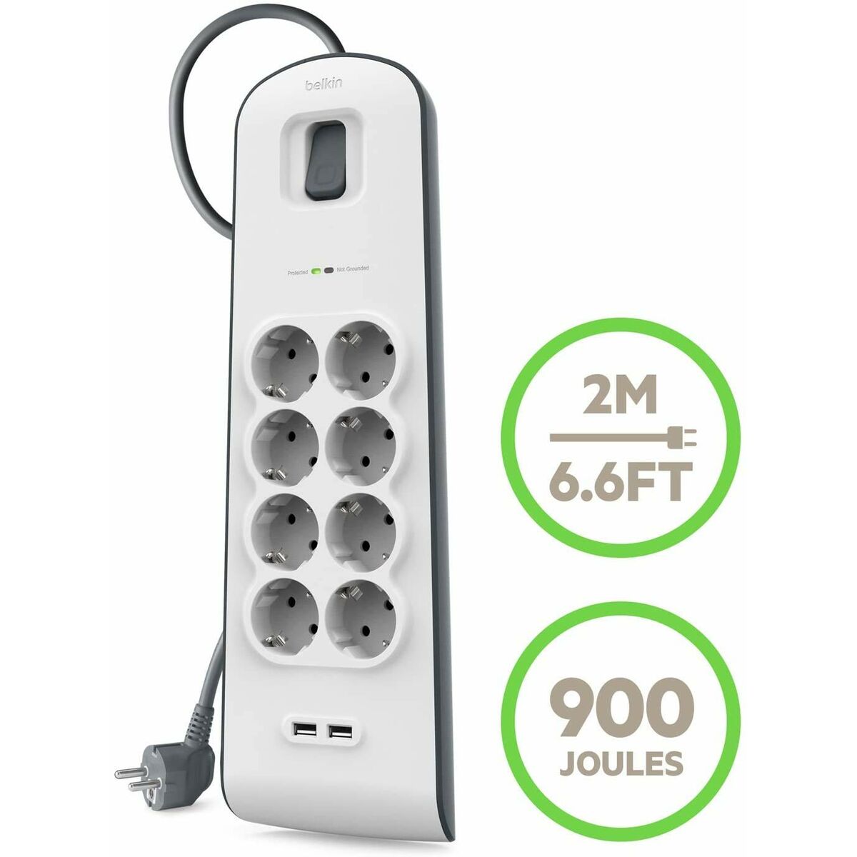 Skydd mot spänningstoppar Belkin BSV804VF2M-V2 - 3