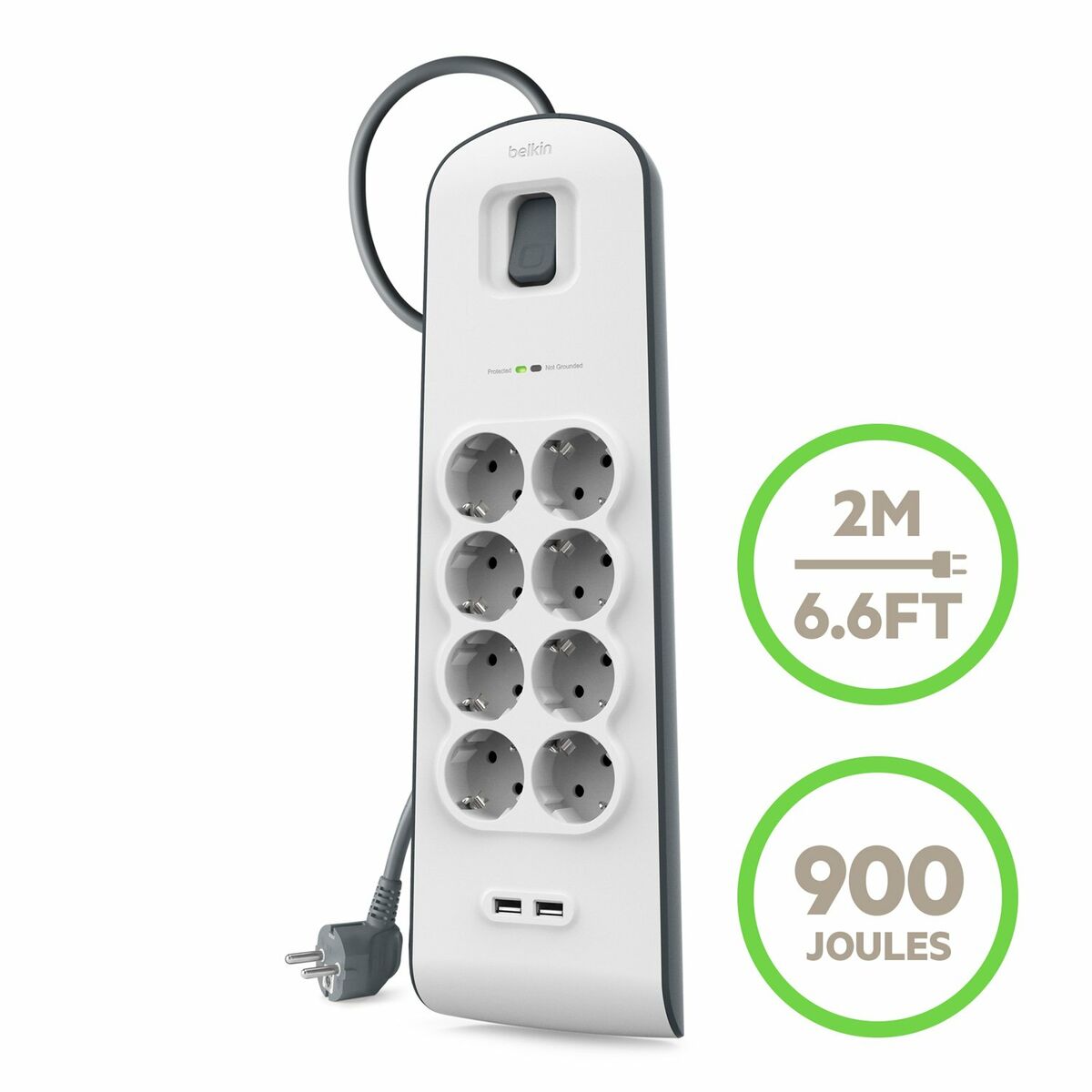 Skydd mot spänningstoppar Belkin BSV804VF2M-V2 - 2
