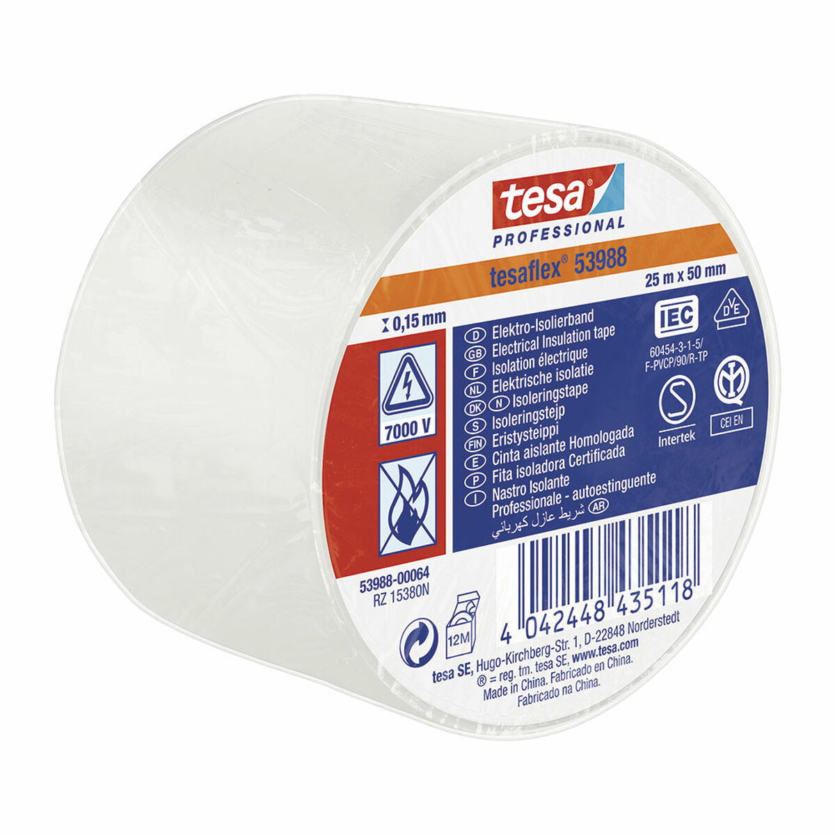 Isoleringstejp TESA tesaflex 53988 Godkänd Vit PVC (25 m x 50 mm) - 2