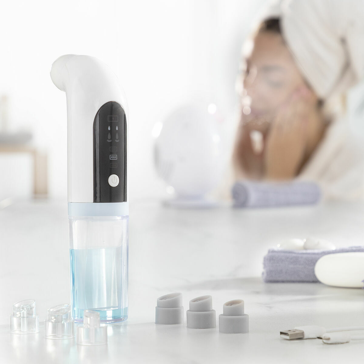 Laddningsbart Hydro-rengöringsmaskin för ansikte InnovaGoods Hyser Vit (Renoverade B) - 3