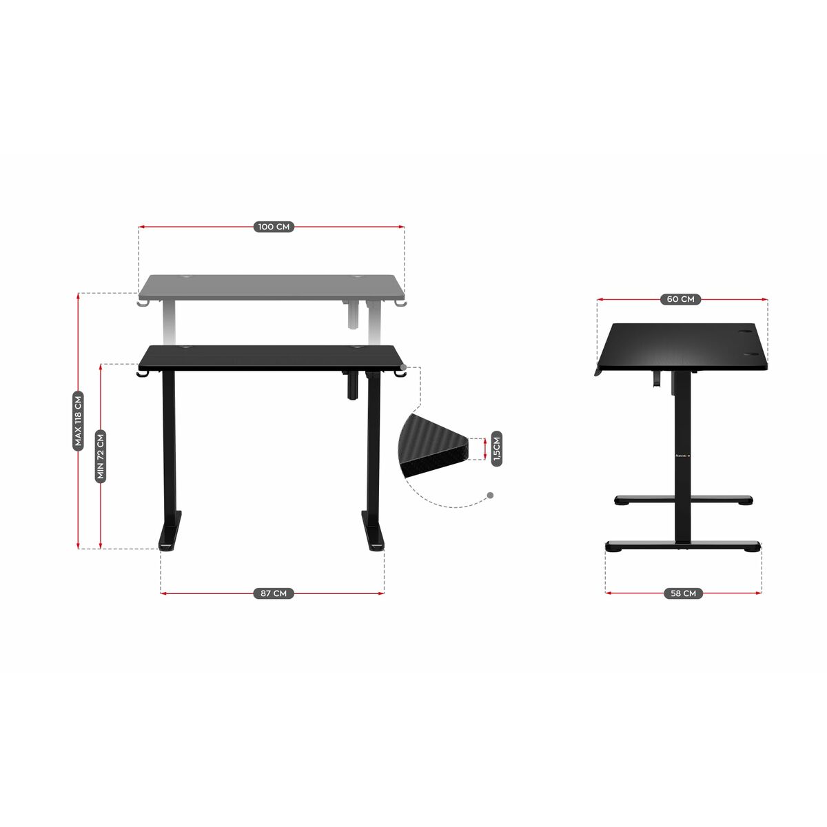 Skrivbord Huzaro HZ-Hero 7.9 Black Svart - 2