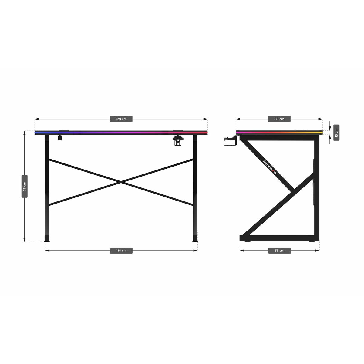 Skrivbord Huzaro HZ-Hero 1.7 RGB Black - 2