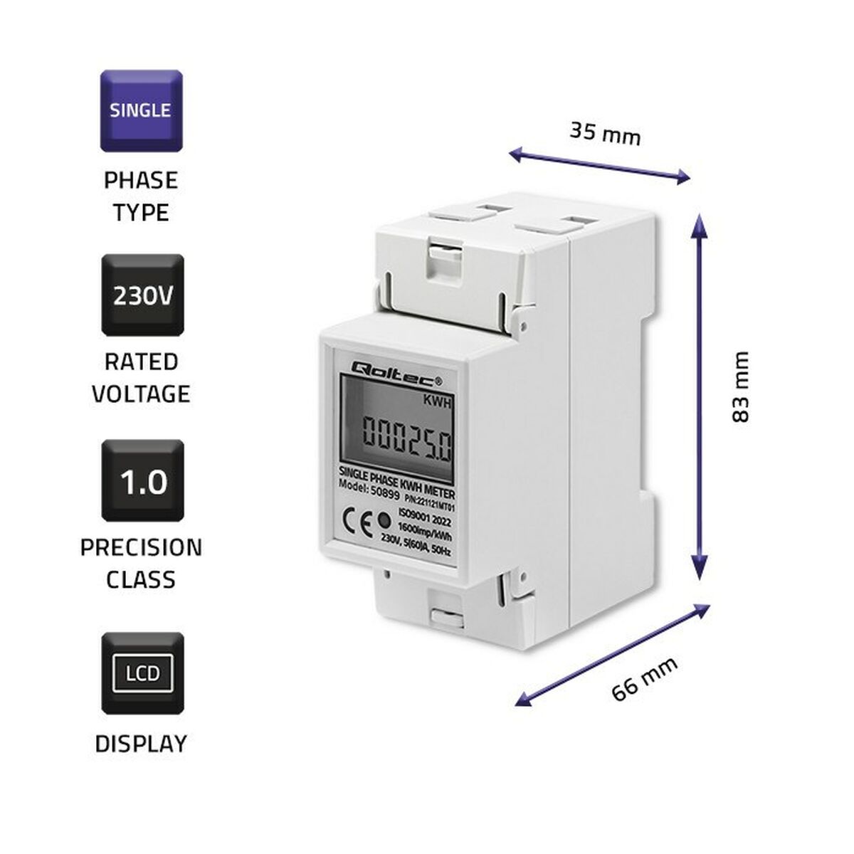 Energiförbrukningsmätare Qoltec 50899 - 3