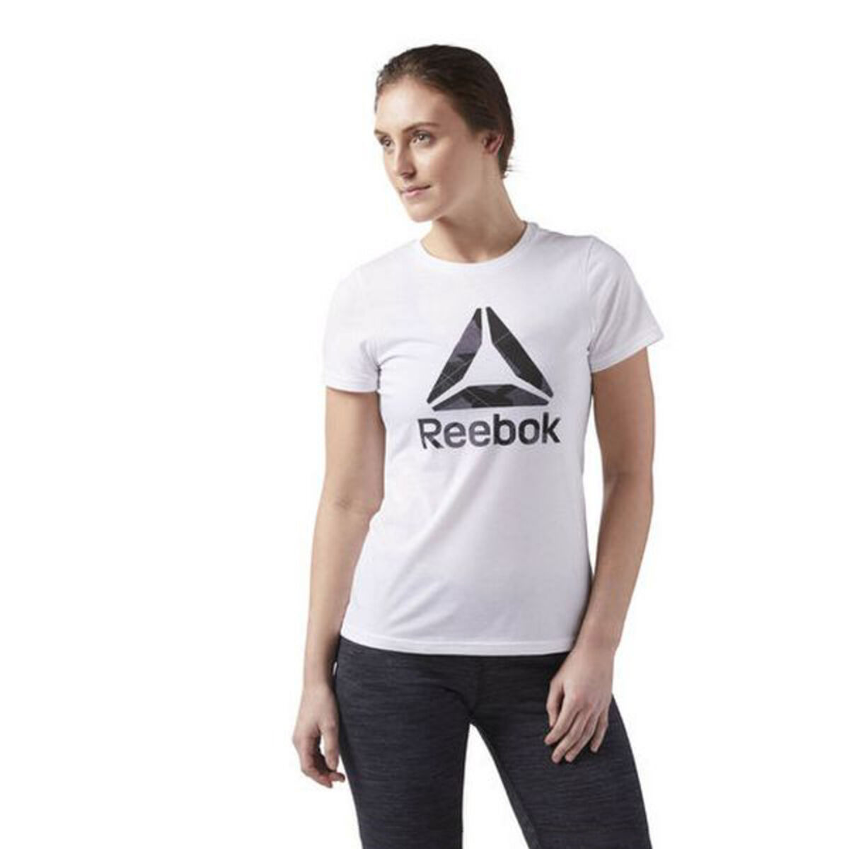T-shirt med kortärm Dam Reebok Wor CS Graphic Tee Vit - 9