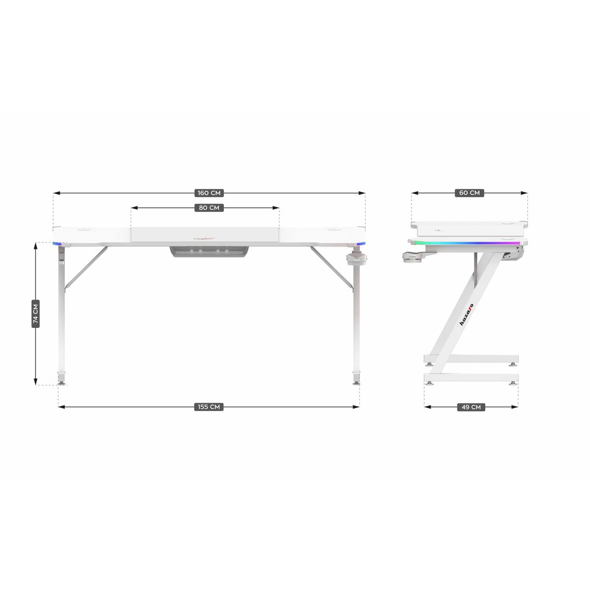 Skrivbord Huzaro HZ-Hero 4.8 RGB White Vit - 2