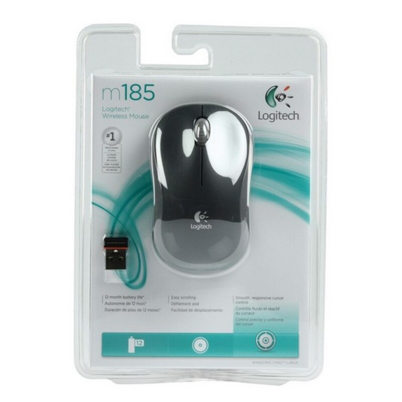 Trådlös Mus Logitech M185 Svart Grå Svartvit 1000 dpi - 2
