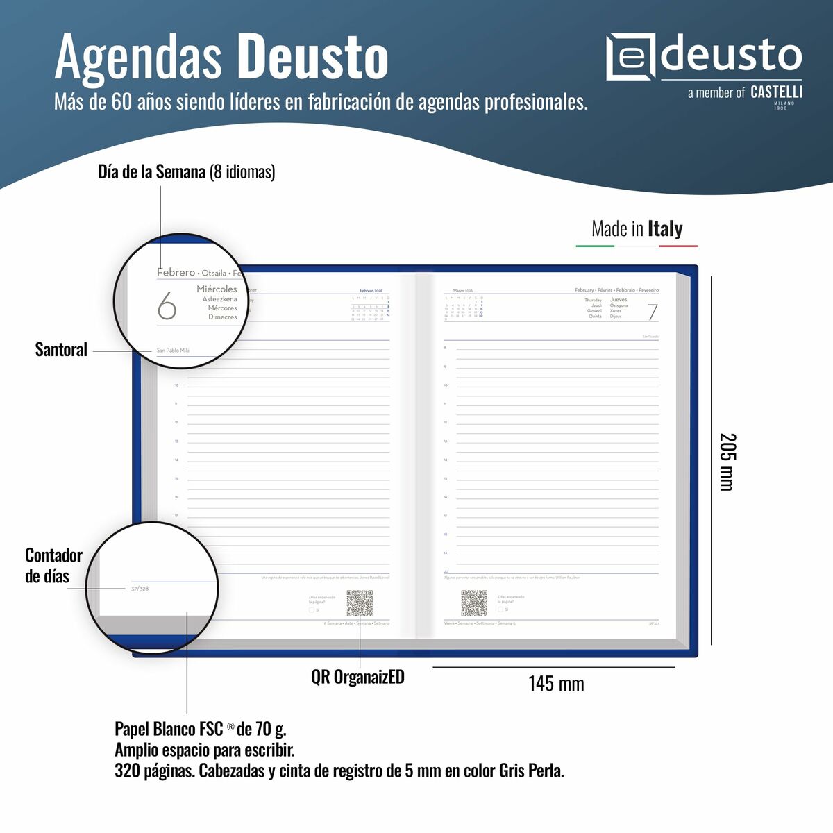 Dagbok Deusto PREMIUM Grön A5 14,5 x 20,5 cm 2026 - 3