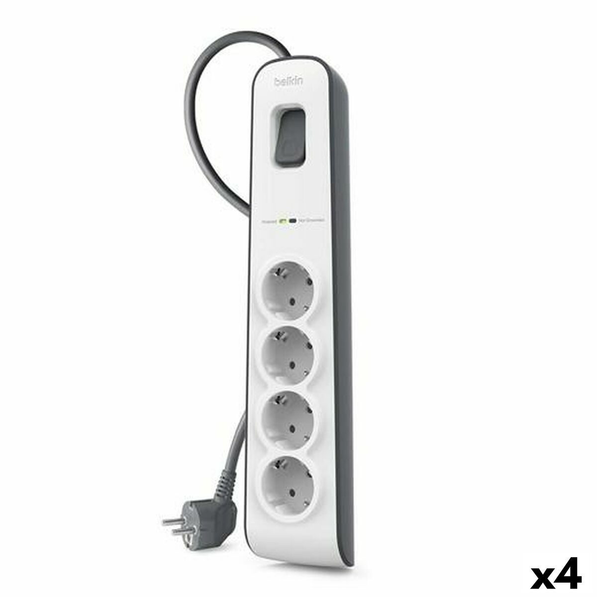 Ellist 4 Tomas-uttag med brytare Belkin (2 m)