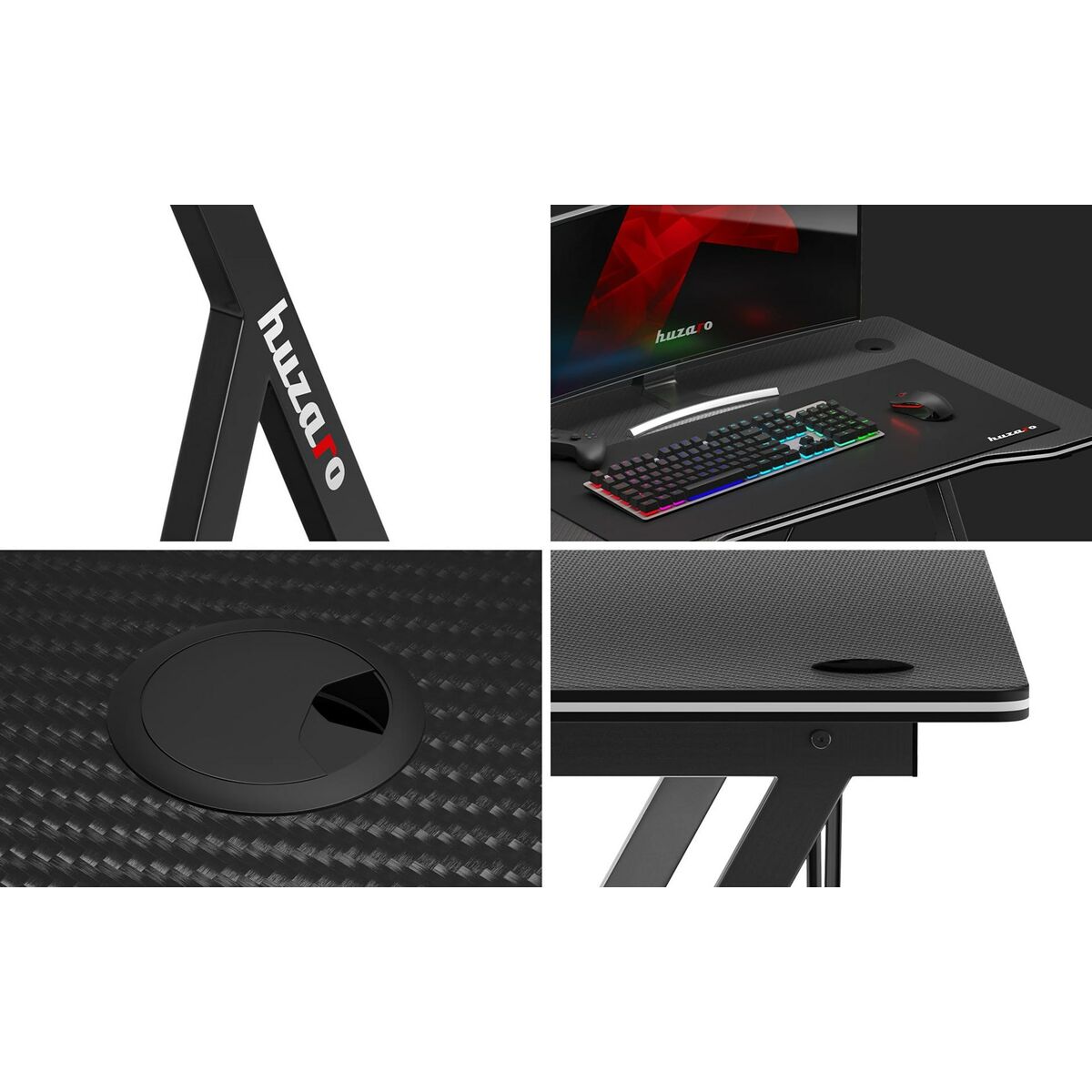 Skrivbord Gaming Huzaro HZ-Hero 1.4 Black Svart - 7