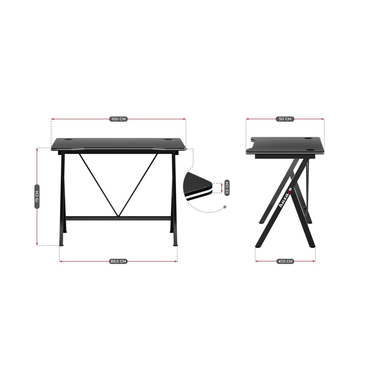 Skrivbord Gaming Huzaro HZ-Hero 1.4 Black Svart - 6