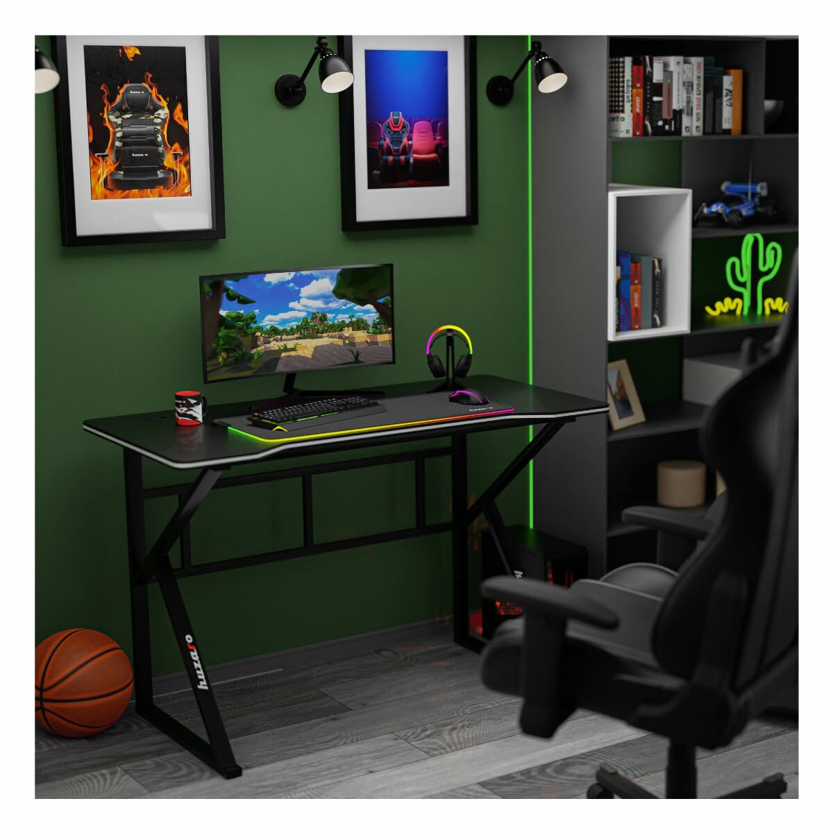 Skrivbord Gaming Huzaro HZ-Hero 1.6 Black Svart 120 x 75 x 60 cm - 3