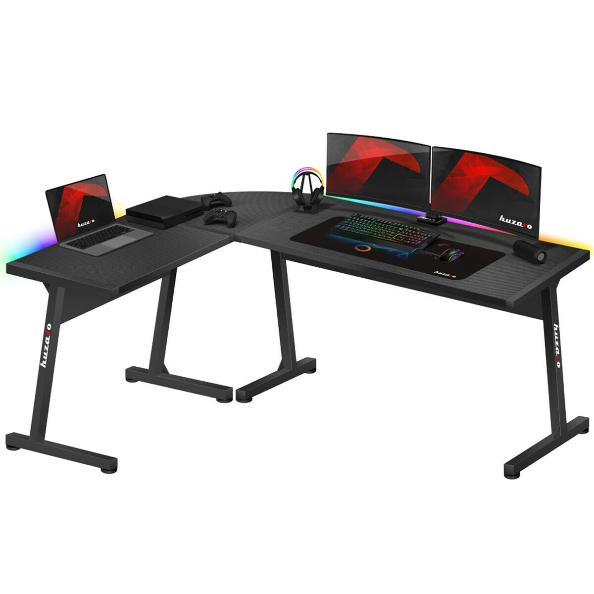 Skrivbord Gaming Huzaro HZ-Hero 6.0 Black RGB Svart Stål Kolfiber 147 x 74 x 112 cm - 2